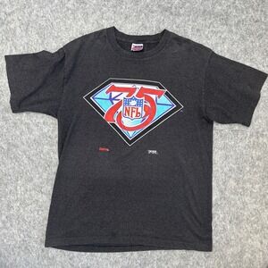 Single Stitch NFL 75th Anniversary T Shirt Gray VTG XL Trench Ultra Made in USA